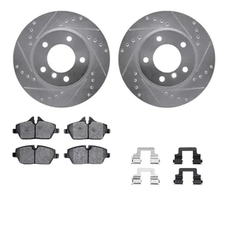 R1 Concepts WGSH1-92011 Drilled & Slotted Silver Rotor Set W/ Performance Sport Pads 